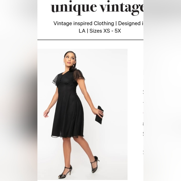 Unique Vintage Black Mesh Mariah Swing Dress - Picture 9 of 9